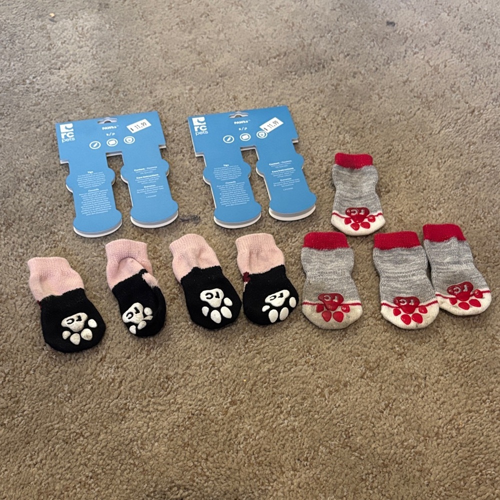 Adorable Paw Print  dog booties two sets